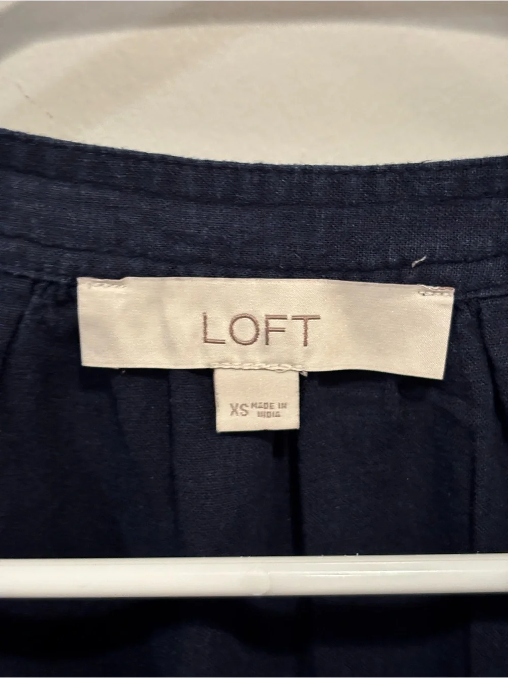 LOFT Navy Puff Sleeve Peasant Top